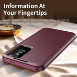 Samsung Galaxy S23 Smart Clear View Flip etui med kortplads - Vinrød
