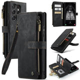 Samsung Galaxy S23 Ultra 5G Caseme 2-i-1 Multifunktionel Pung - Sort