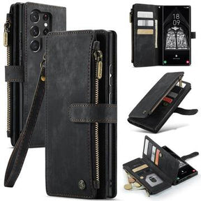 Samsung Galaxy S23 Ultra 5G Caseme 2-i-1 Multifunktionel Pung - Sort
