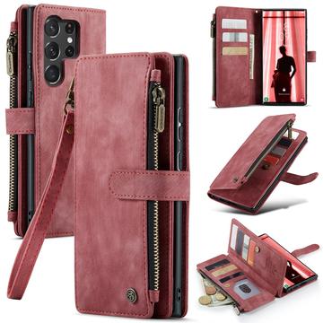 Samsung Galaxy S23 Ultra 5G Caseme 2-i-1 Multifunktionel Pung - Rød