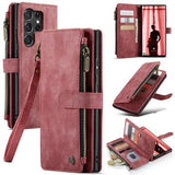 Samsung Galaxy S23 Ultra 5G Caseme 2-i-1 Multifunktionel Pung - Rød