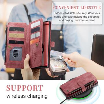 Samsung Galaxy S23 Ultra 5G Caseme 2-i-1 Multifunktionel Pung - Rød