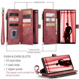 Samsung Galaxy S23 Ultra 5G Caseme 2-i-1 Multifunktionel Pung - Rød