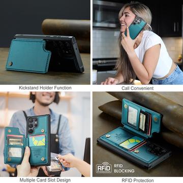 Samsung Galaxy S23 Ultra 5G Caseme C22-etui RFID-kortpung - Grøn