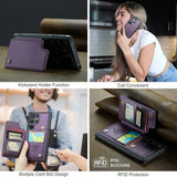 Samsung Galaxy S23 Ultra 5G Caseme C22-etui RFID-kortpung - Lilla