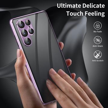 Samsung Galaxy S23 Ultra 5G Magnetisk Cover med Hærdet Glas - Privatliv - Lyselilla