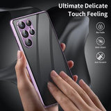 Samsung Galaxy S23 Ultra 5G Magnetisk Cover med Hærdet Glas - Privatliv - Lyselilla