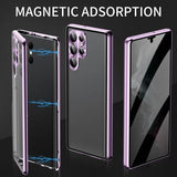 Samsung Galaxy S23 Ultra 5G Magnetisk Cover med Hærdet Glas - Privatliv - Lyselilla