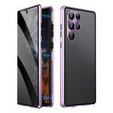 Samsung Galaxy S23 Ultra 5G Magnetisk Cover med Hærdet Glas - Privatliv - Lyselilla