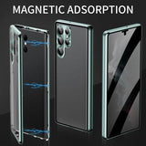 Samsung Galaxy S23 Ultra 5G Magnetisk Cover med Hærdet Glas - Privatliv - Grøn