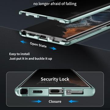 Samsung Galaxy S23 Ultra 5G Magnetisk Cover med Hærdet Glas - Privatliv - Grøn