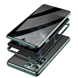 Samsung Galaxy S23 Ultra 5G Magnetisk Cover med Hærdet Glas - Privatliv - Grøn