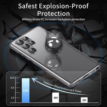 Samsung Galaxy S23 Ultra 5G Magnetisk Cover med Hærdet Glas - Privatliv - Sølv