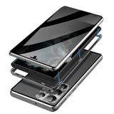 Samsung Galaxy S23 Ultra 5G Magnetisk Cover med Hærdet Glas - Privatliv - Sølv