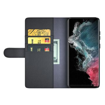 Samsung Galaxy S23 Ultra 5G Læderpung med Stativ - Sort