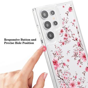 Samsung Galaxy S23 Ultra Fashion TPU Cover - lyserøde blomster