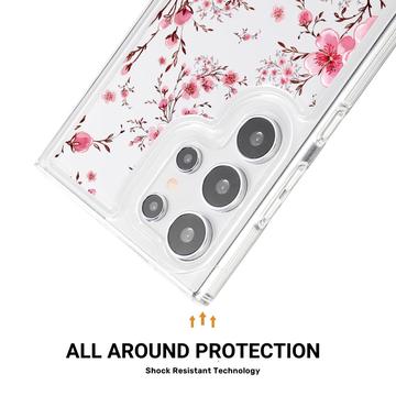 Samsung Galaxy S23 Ultra Fashion TPU Cover - lyserøde blomster