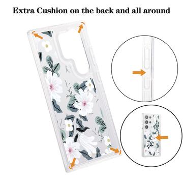 Samsung Galaxy S23 Ultra Fashion TPU Cover - hvide blomster