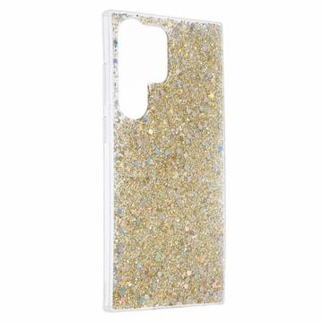 Samsung Galaxy S23 Ultra Glitter Flakes TPU Cover - Guld