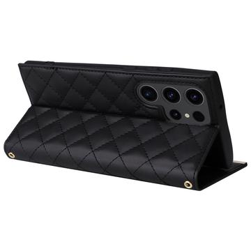 Samsung Galaxy S23 Ultra Luksus Vatteret Pung - Sort