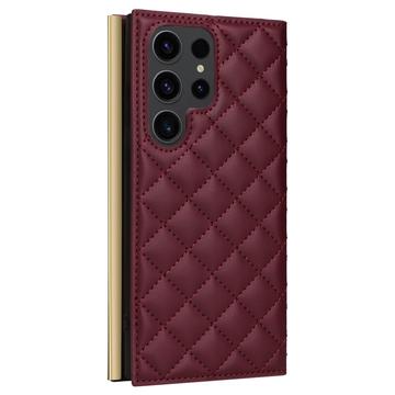 Samsung Galaxy S23 Ultra Luksus Vatteret Pung - Vinrød