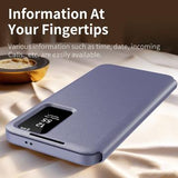 Samsung Galaxy S23 Ultra Smart Clear View Flip etui med kortplads - grå-lilla