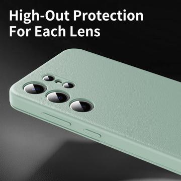 Samsung Galaxy S23 Ultra Smart Clear View Flip etui med kortplads - Lysegrøn