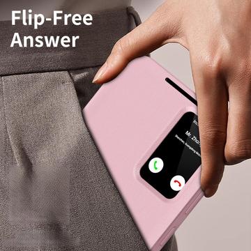 Samsung Galaxy S23 Ultra Smart Clear View Flip etui med kortplads - Pink