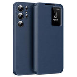 Samsung Galaxy S23 Ultra Smart Clear View Flip etui med kortplads - Safir
