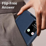 Samsung Galaxy S23 Ultra Smart Clear View Flip etui med kortplads - Safir