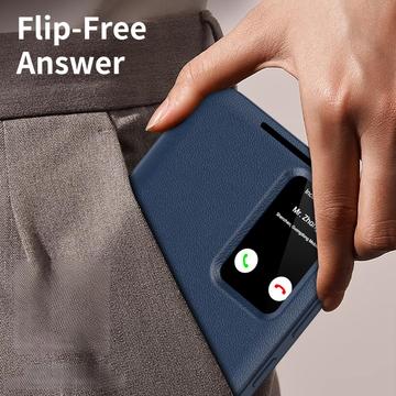 Samsung Galaxy S23 Ultra Smart Clear View Flip etui med kortplads - Safir