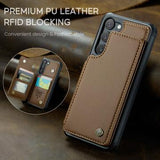 Samsung Galaxy S23+ 5G Caseme C22-etui RFID-kortpung - Brun