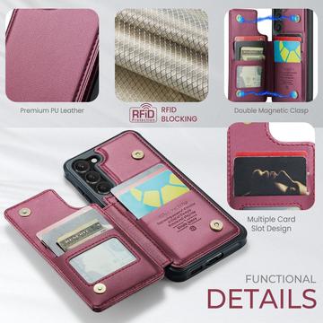 Samsung Galaxy S23+ 5G Caseme C22-etui RFID-kortpung - Rød