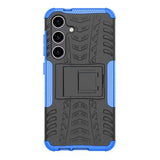 Samsung Galaxy S24 Anti-Slip Hybrid Cover med Stativ - Blå / Sort