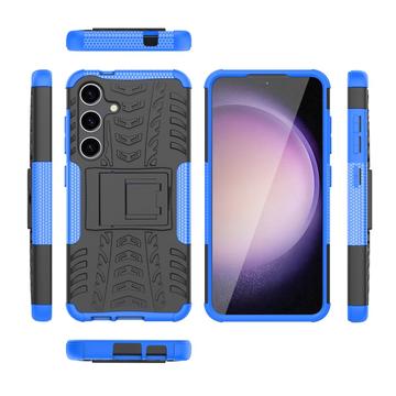 Samsung Galaxy S24 Anti-Slip Hybrid Cover med Stativ - Blå / Sort