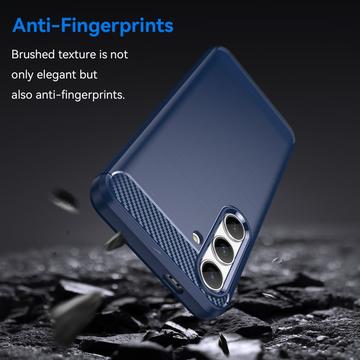 Samsung Galaxy S24 Børstet TPU Cover - Karbonfiber - Blå