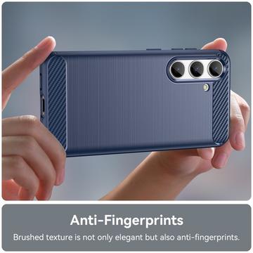 Samsung Galaxy S24 Børstet TPU Cover - Karbonfiber - Blå