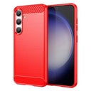 Samsung Galaxy S24 Børstet TPU Cover - Karbonfiber - Rød