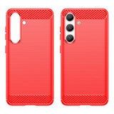 Samsung Galaxy S24 Børstet TPU Cover - Karbonfiber - Rød