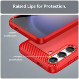 Samsung Galaxy S24 Børstet TPU Cover - Karbonfiber - Rød
