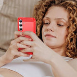 Samsung Galaxy S24 Børstet TPU Cover - Karbonfiber - Rød
