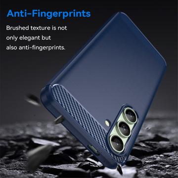 Samsung Galaxy S24 FE Børstet TPU Cover - Karbonfiber - Blå