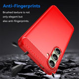 Samsung Galaxy S24 FE Børstet TPU Cover - Karbonfiber - Rød
