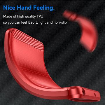 Samsung Galaxy S24 FE Børstet TPU Cover - Karbonfiber - Rød