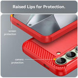 Samsung Galaxy S24 FE Børstet TPU Cover - Karbonfiber - Rød