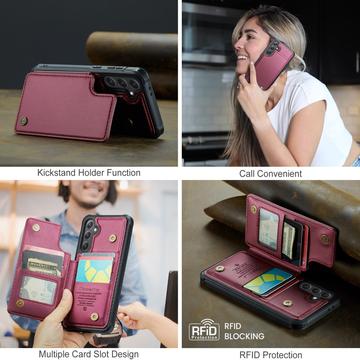 Samsung Galaxy S24 FE Caseme C22-etui RFID-kortpung - rød