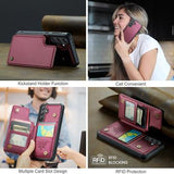 Samsung Galaxy S24 FE Caseme C22-etui RFID-kortpung - rød