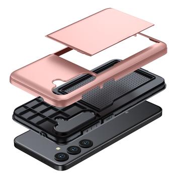 Samsung Galaxy S24 FE Hybrid Cover med Glidekortholder - Sølv