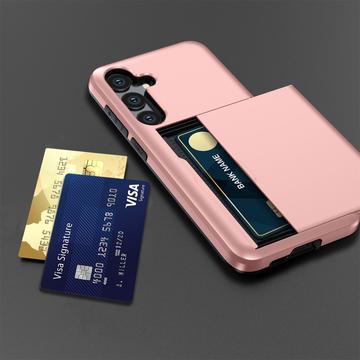 Samsung Galaxy S24 FE Hybrid Cover med Glidekortholder - Sølv