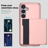 Samsung Galaxy S24 FE Hybrid Cover med Glidekortholder - Sølv